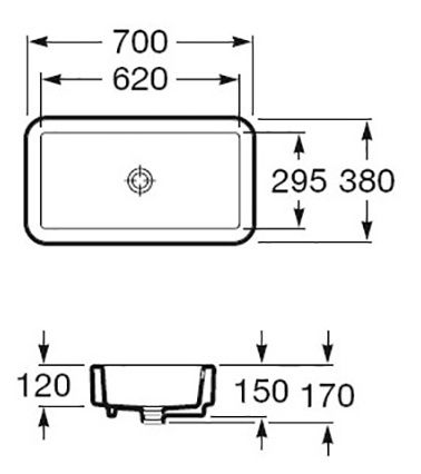 Раковина Roca Element 7.3275.7.200.0 70x38 схема 3