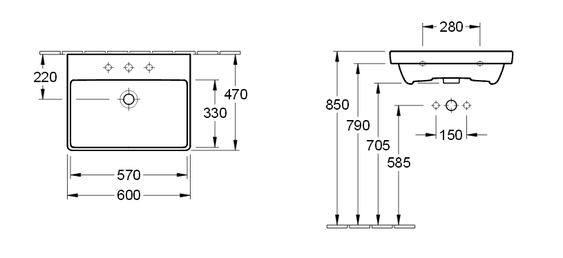 Раковина Villeroy&Boch Avento 4158 60R1 60x47 ФОТО