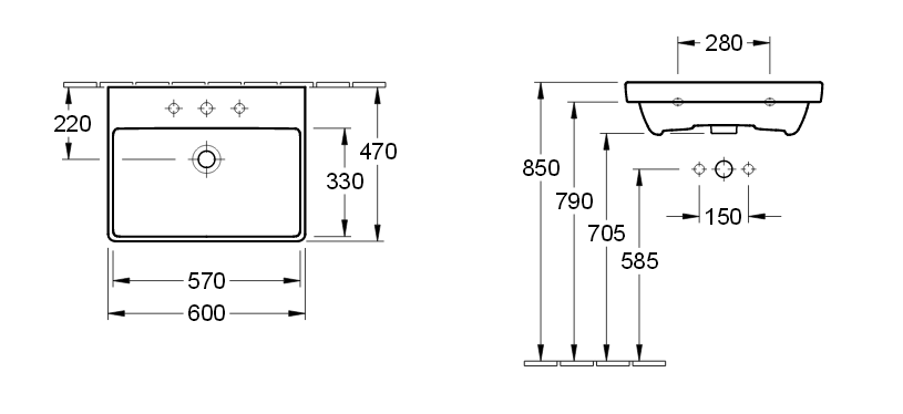 Раковина Villeroy&Boch Avento 41586001 60x47 ФОТО