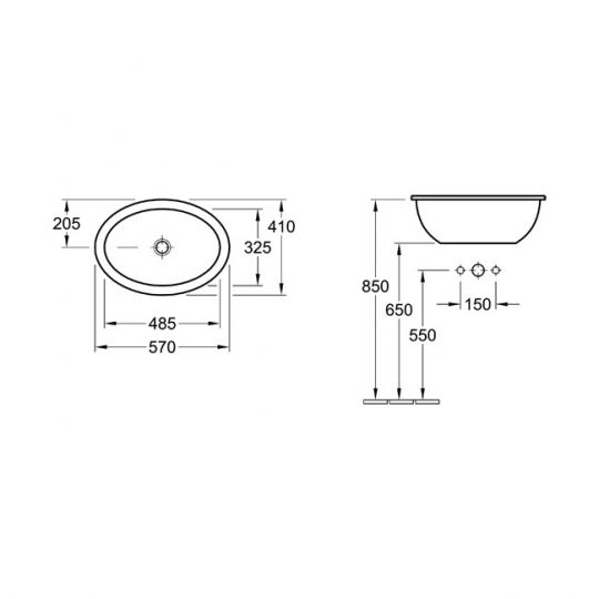 Раковина Villeroy&Boch Loop&Friends 61552001 57x41 схема 6