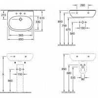 Подвесная раковина Villeroy&Boch O.Novo 51606501 65x51 схема 3