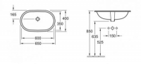 Раковина Villeroy&Boch O.Novo 41626001 65x35 схема 3