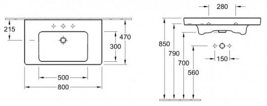 Раковина Villeroy&Boch Subway 2.0 71758001 80x47 ФОТО