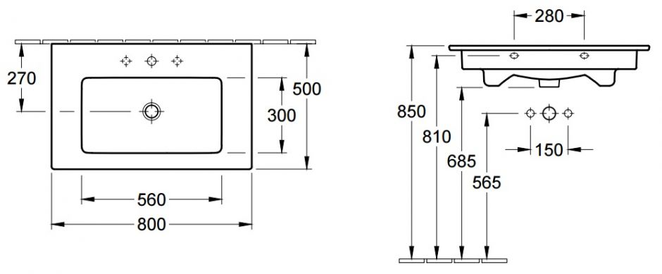 Раковина Villeroy&Boch Venticello 4104 8LR1 80x50 ФОТО