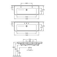 Раковина Villeroy&Boch Subway 2.0 7176 D001 130x47 схема 3