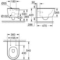 Grohe Euro Ceramic подвесной унитаз 3957100H схема 2