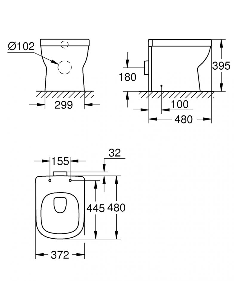 Grohe Euro Ceramic напольный пристенный унитаз 39329000 ФОТО