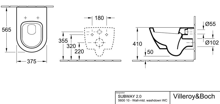 Унитаз Villeroy&Boch Subway 2.0 5600 10R1 схема 6