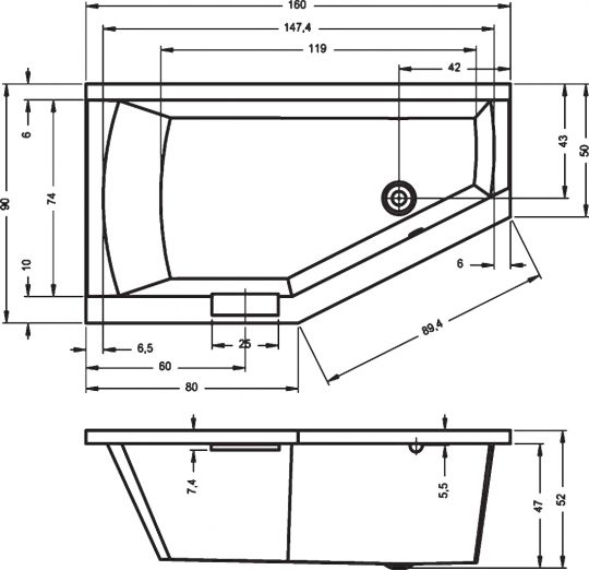 Riho ванна Geta 160 х 90 см BA86 ФОТО