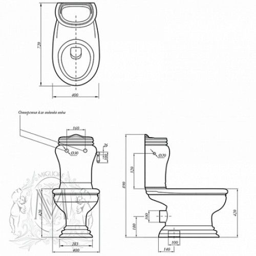 Migliore Milady керамический бачок для унитаза ML.MLD-25.708.D3.BR ФОТО