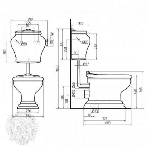 Migliore Milady керамический бачок для унитаза ML.MLD-25.728.BI ФОТО