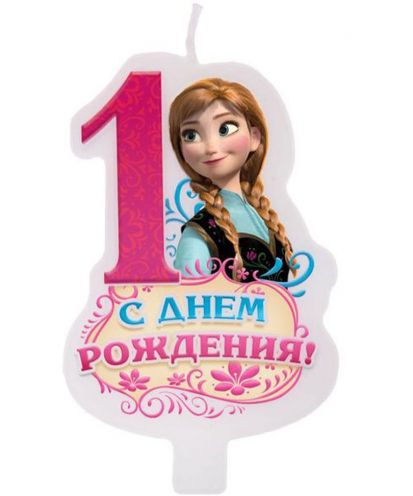 Свеча в торт С днем рождения цифра 1 Холодное сердце, 9 х 15 см