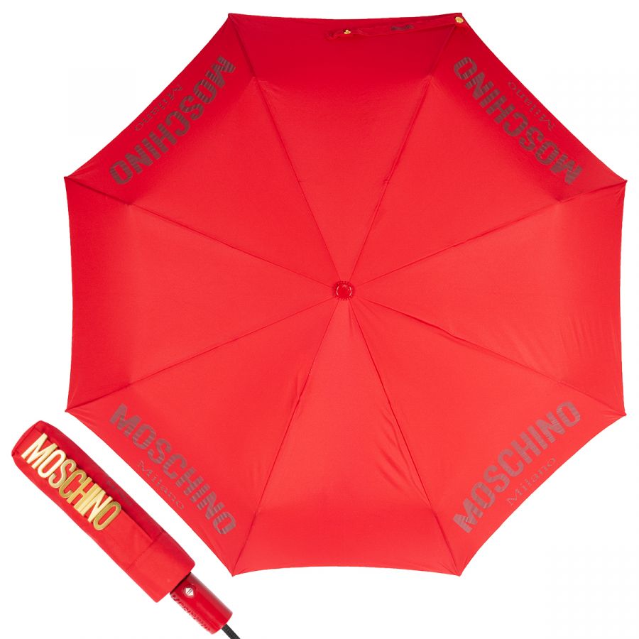Зонт складной Moschino 8021-OCC New Metal Logo Red
