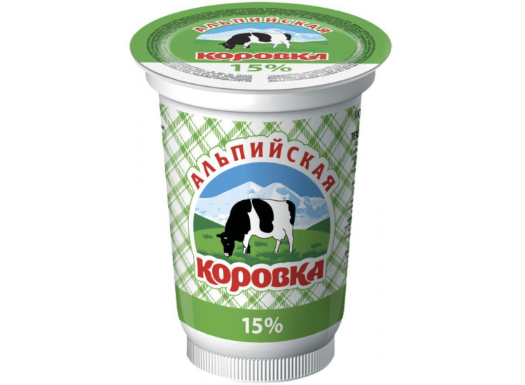 Сметанный продукт 15% 400 гр Альпийская коровка