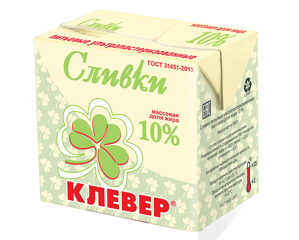 Сливки  "Клевер" 10% 0,5 л