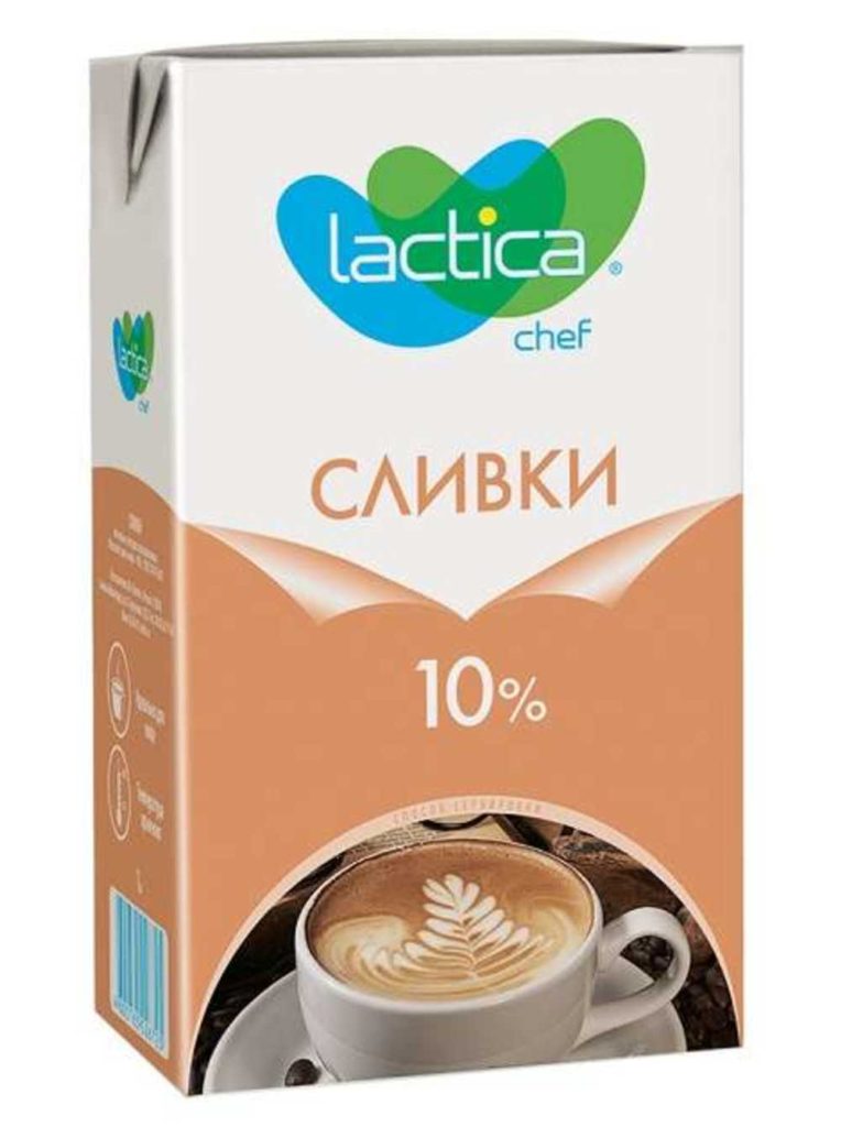 Сливки Лактика 10% 1л