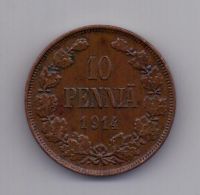 10 пенни 1914 года AUNC Финляндия Российская Империя