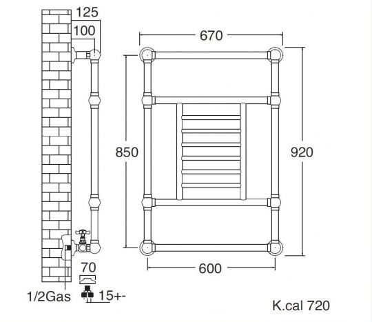 Настенный полотенцесушитель Sbordoni SBSPAR4/GR 67x92 схема 7