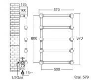 Полотенцесушитель-радиатор для ванной Sbordoni SBSPAR5/2NN 57x87 схема 2
