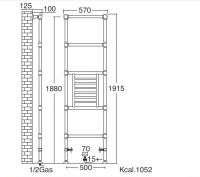 Настенный полотенцесушитель на отопление для ванной Sbordoni SBSPAV5/DGRON 57x191,5 схема 2