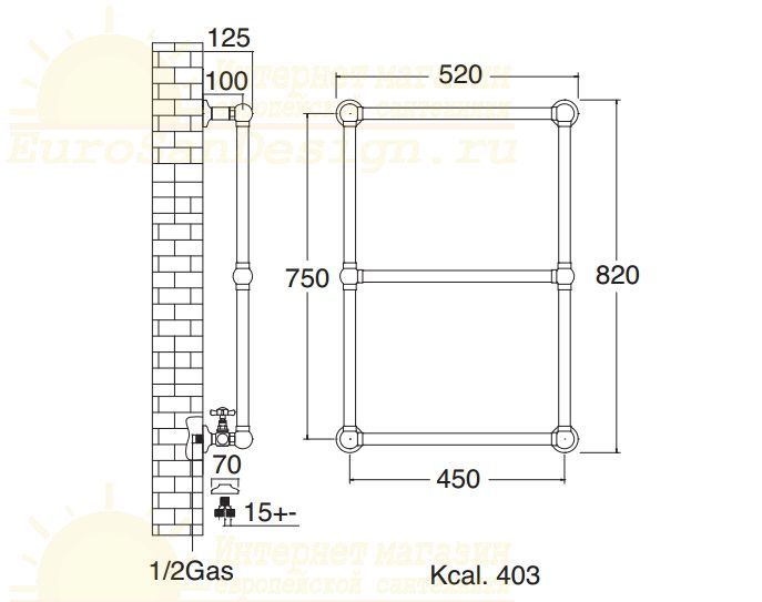 Полотенцесушитель Sbordoni SBSPAR3 52x82 схема 7