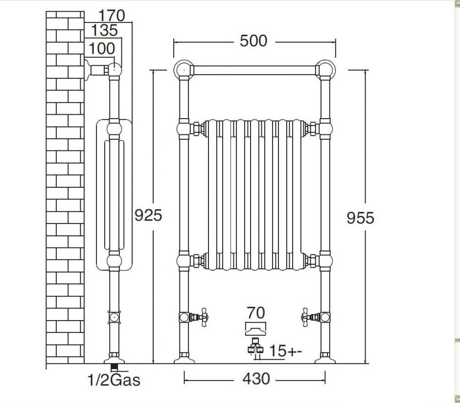 Водный полотенцесушитель для ванной Sbordoni SBSPAV3/1GOL 50x95,5 ФОТО