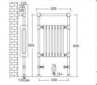 Водный полотенцесушитель для ванной Sbordoni SBSPAV3/1GOL 50x95,5 схема 2