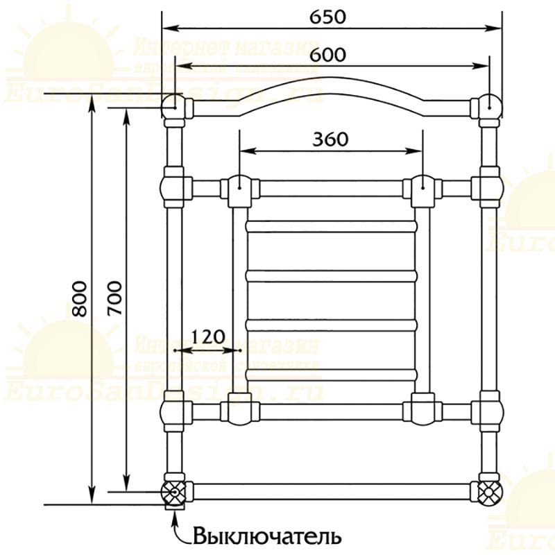 Полотенцесушитель лесенка Migliore Edward ML.EDW-EL.500.do 60x77,5 ФОТО