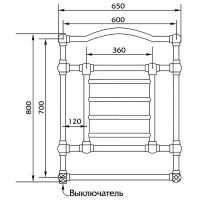 Полотенцесушитель лесенка Migliore Edward ML.EDW-EL.500.do 60x77,5 схема 2