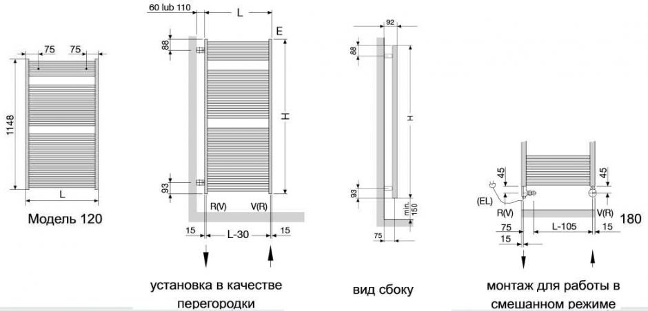 Белый полотенцесушитель лесенка из нержавеющей стали Zehnder Toga TE-120-050/DD 50x120 см RAL ФОТО