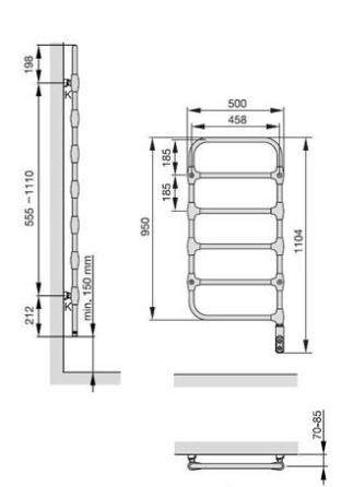 Zehnder Nobis полотенцесушитель лесенка NOBE-100-050/DD 50x110,4 см ФОТО