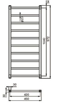 Белый водяной полотенцесушитель Zehnder Stalox лесенка STX-100-045 45x104 см схема 2