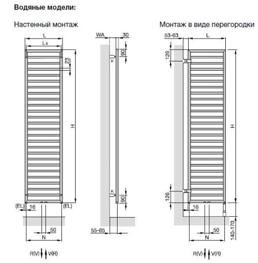 Бытовой полотенцесушитель от горячей воды Zehnder Subway лесенка SUBC-130-045 45x126,1 см ФОТО