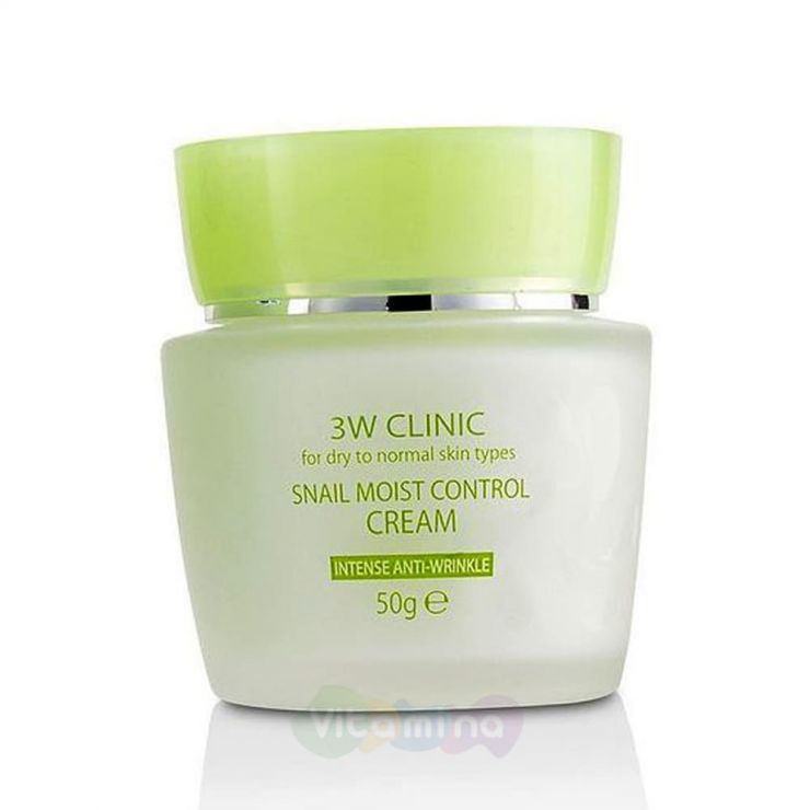 3W CLINIC Восстанавливающий крем для лица с улиточным муцином Snail Moist Control Cream, 50 гр