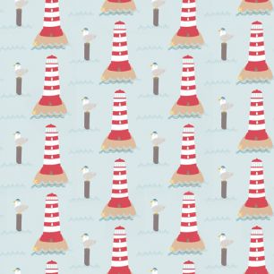 Хлопок Перкаль Маяки и чайки 25х75 limit