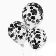 Шар (12''/30) с конфетти круги Черные