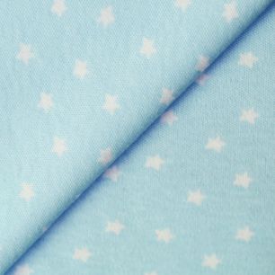 Лоскут трикотажной ткани Голубой в белую звёздочку