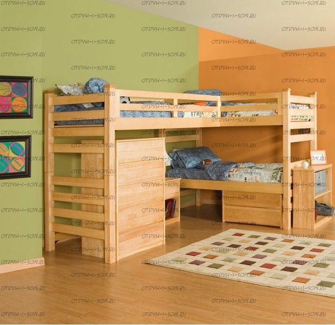 Кровать трехъярусная №21IR Массив