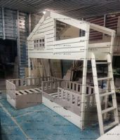 Кровать трехъярусная домик Roof №36