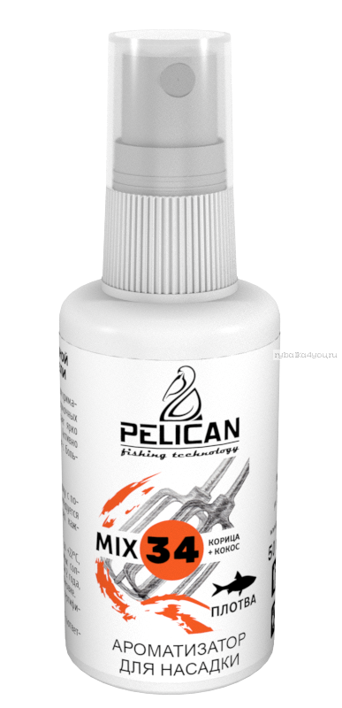 Ароматизатор спрей Pelican Mix 34 / Плотва / Корица + Кокос / 50 мл