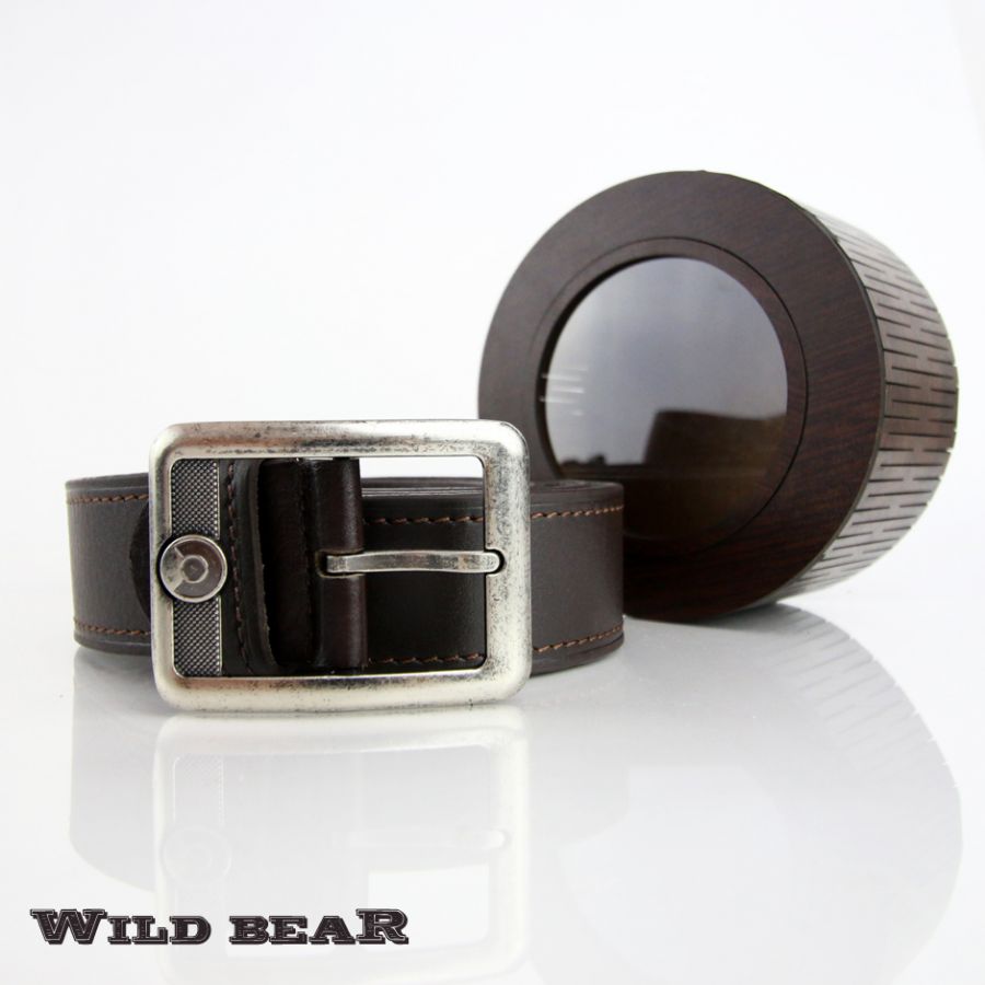 Ремень WILD BEAR RM-006f Brown Premium (в деревянном футляре)