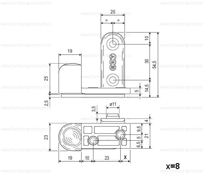Комплект петель скрытой установки AGB 2R