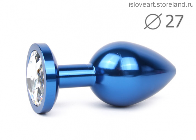 BLUE PLUG SMALL (втулка анальная), L 70 мм D 27 мм, вес 60г, цвет кристалла бесцветный