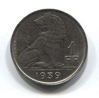 1 франк 1939 года Бельгия