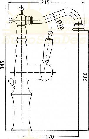 Смеситель Bugnatese Oxford для раковины BN.OXF-6317BR схема 3