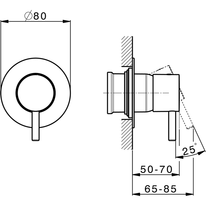 Смеситель для душа Cisal Less Minimal LN003000 ФОТО