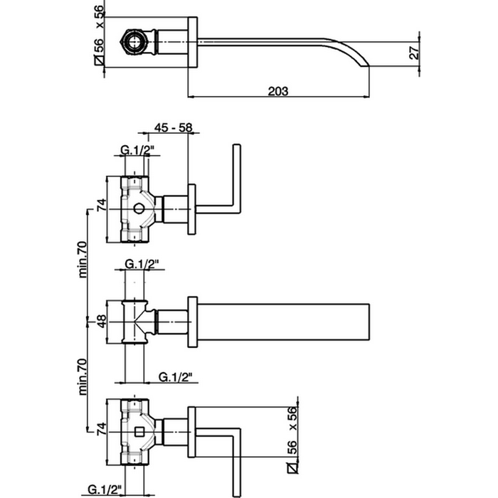 Смеситель для раковины Cisal Wave WA007510 схема 2