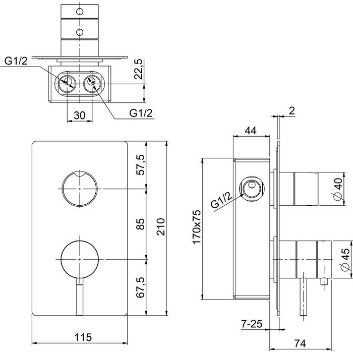 Смеситель для ванны и душа Cisal Xion XI008104 ФОТО