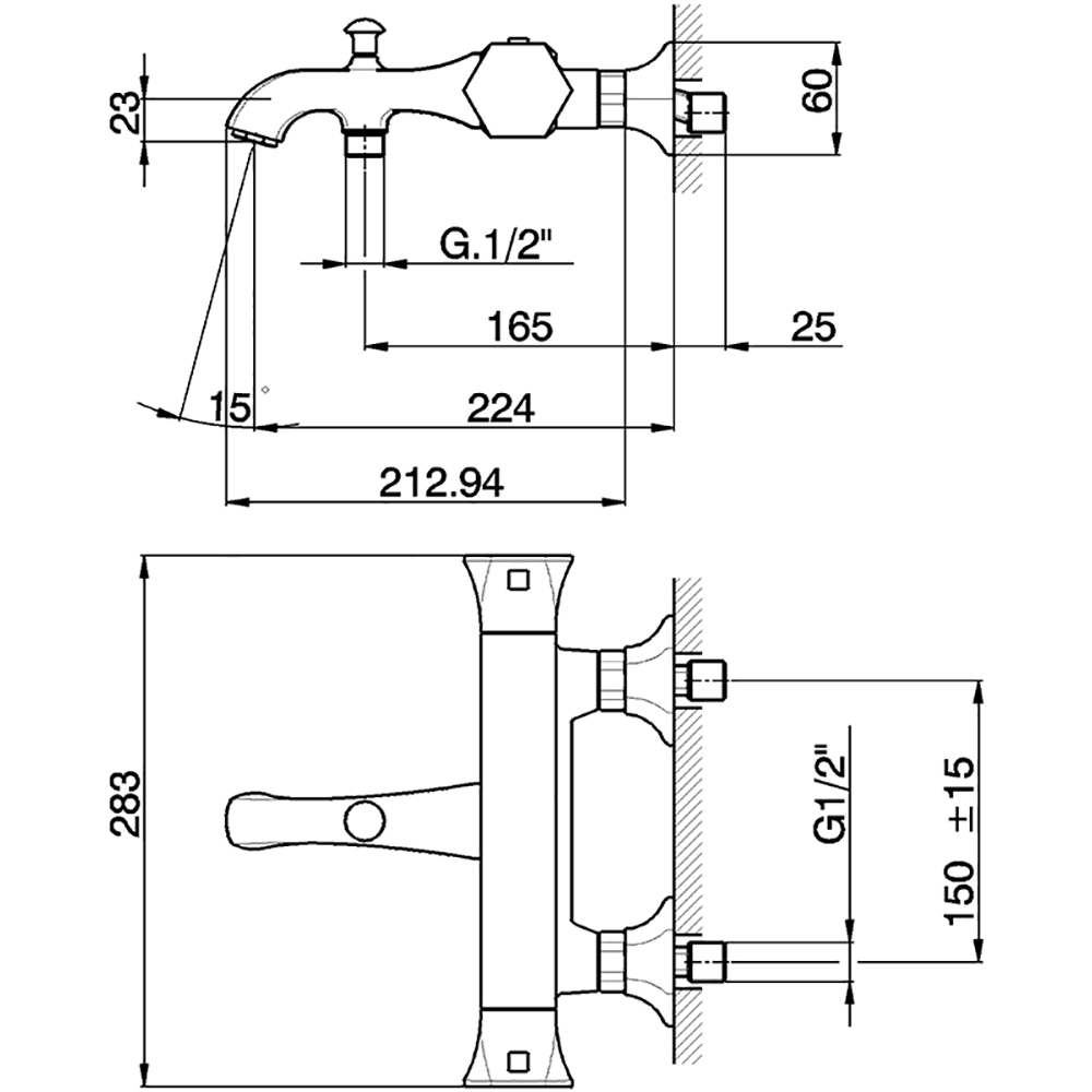 Смеситель для ванны Cisal Cherie CET27010/CED27010 схема 2