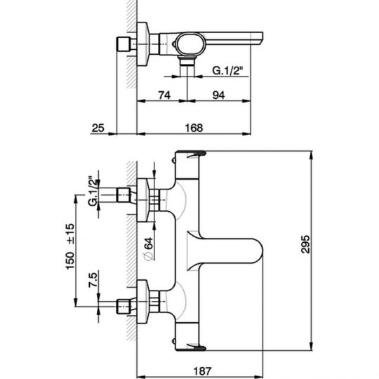 Смеситель для ванны Cisal Lineaviva LVT21010/LVD21010 ФОТО